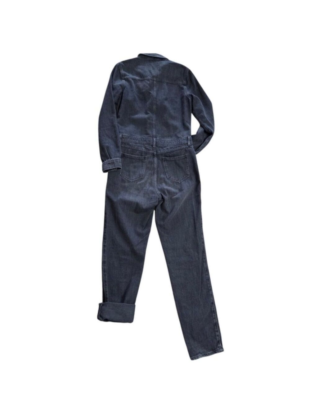 Own. Denim Boiler Suit Jumpsuit Washed Black Utility Button Coverall US 4 - Picture 2 of 11